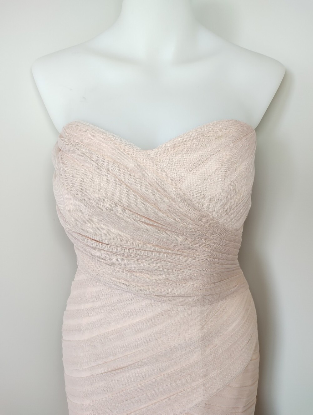 Vintage Vera Wang White Strapless Blush Pink Tulle Evening Gown - Picture 4 of 16